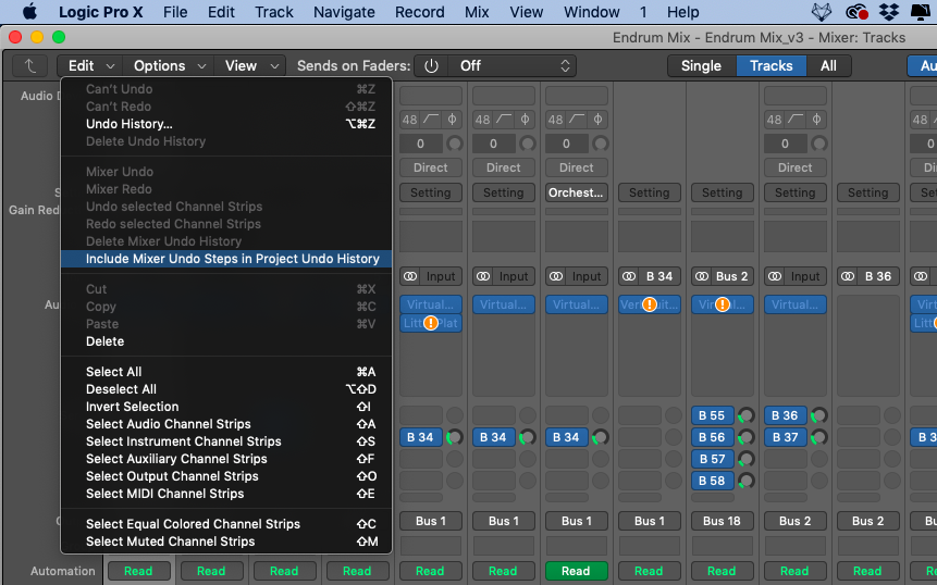 enabling mixer undo history